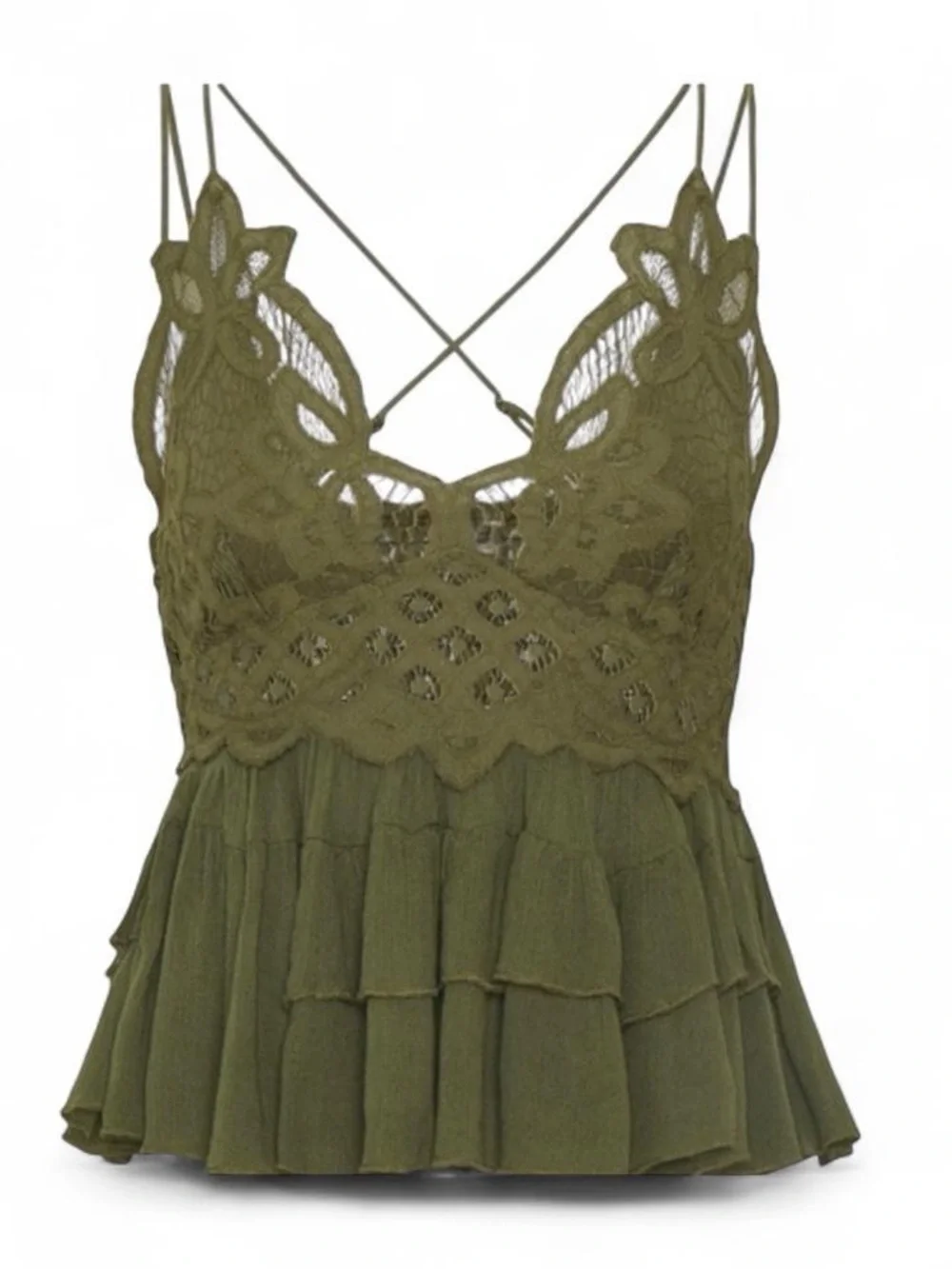 NWT Free People Adela Cami Olive Green